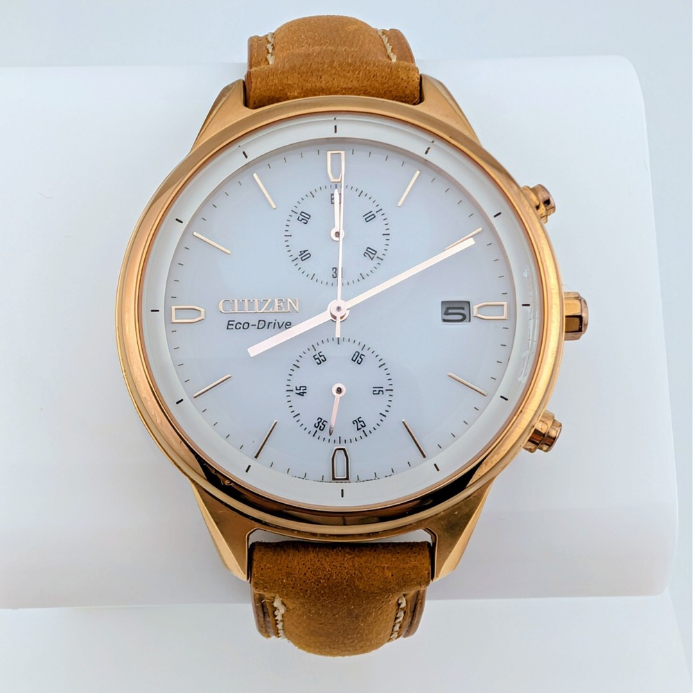 Citizen Chandler FB2003-05A Eco-Drive Chronograph Rose Gold White Dial Watch - Picture 3 of 10